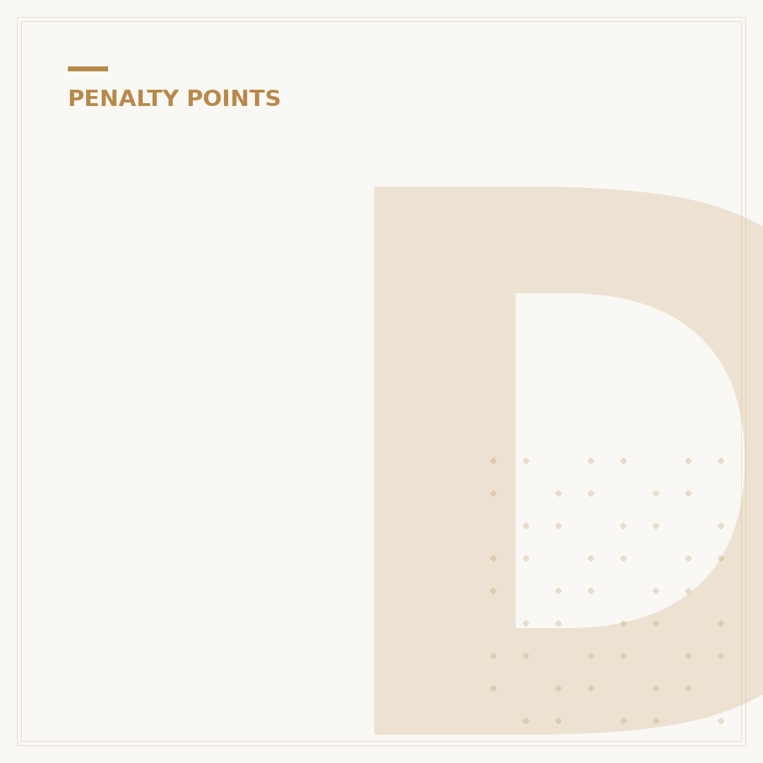 Driving Test Points Sheet