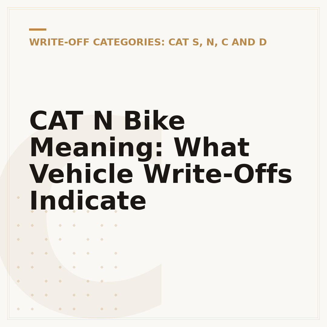 CAT N Bike Meaning: What Vehicle Write-Offs Indicate
