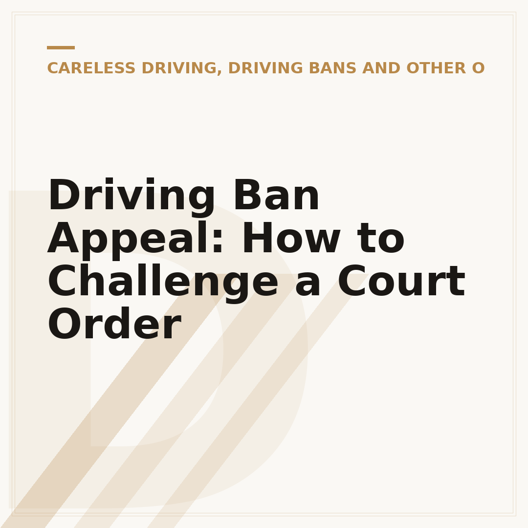 Driving Ban Appeal: How to Challenge a Court Order