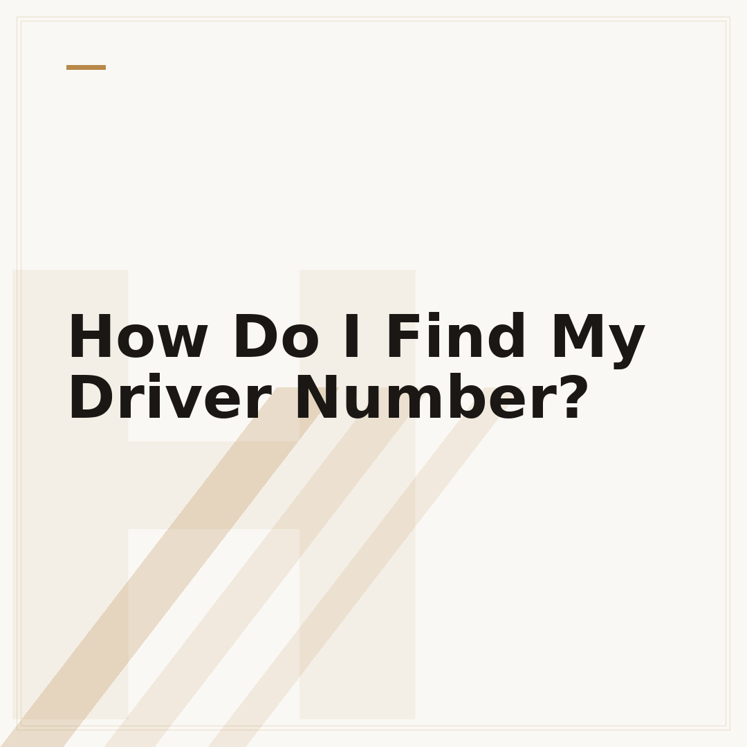 How Do I Find My Driver Number?