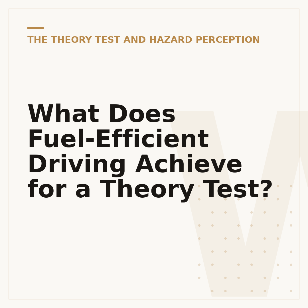 What Does Fuel-Efficient Driving Achieve for a Theory Test?