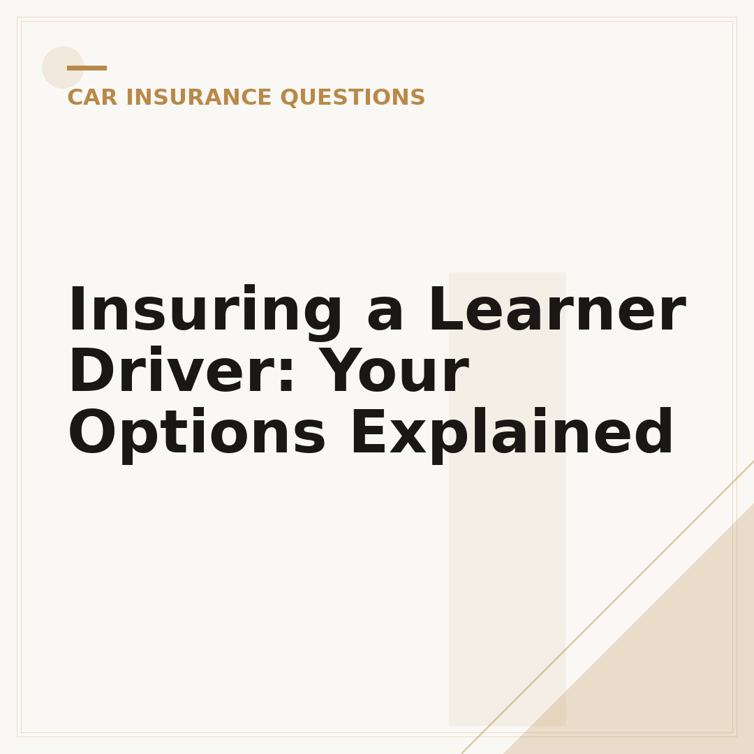 Insuring a Learner Driver: Your Options Explained
