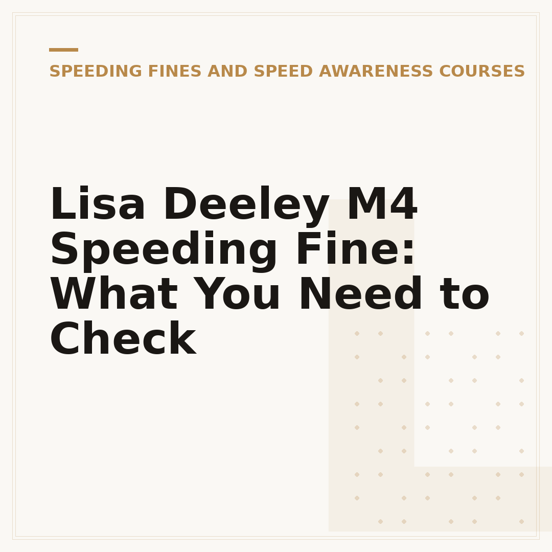 Lisa Deeley M4 Speeding Fine: What You Need to Check