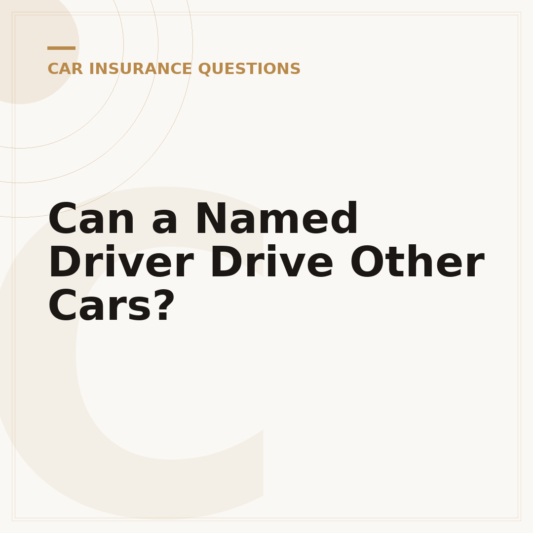 Can a Named Driver Drive Other Cars?