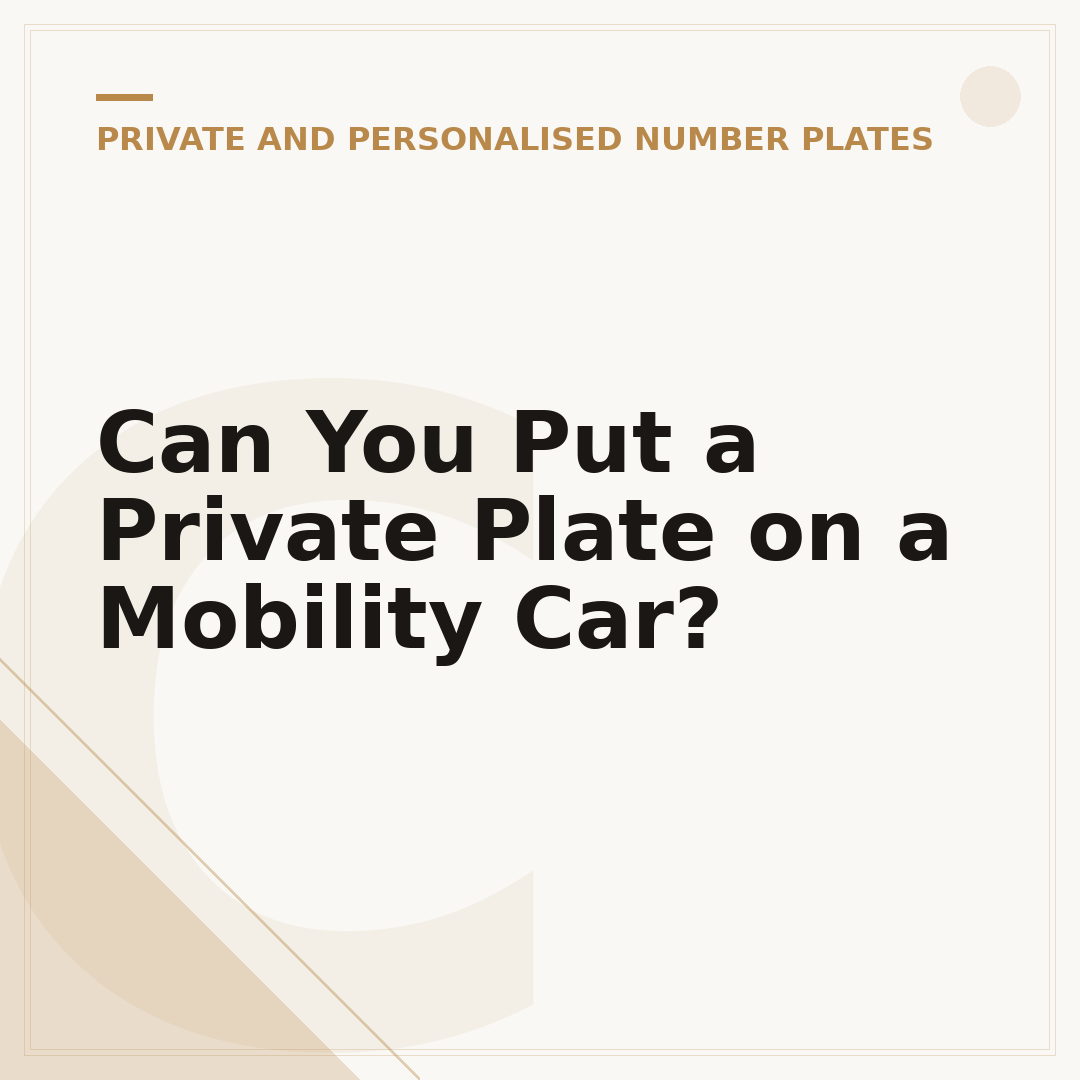 Can You Put a Private Plate on a Mobility Car?