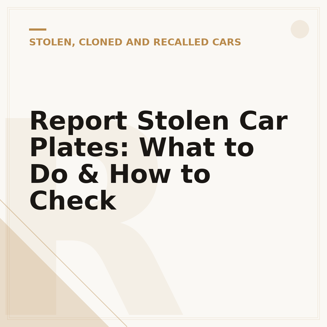 Report Stolen Car Plates: What to Do & How to Check